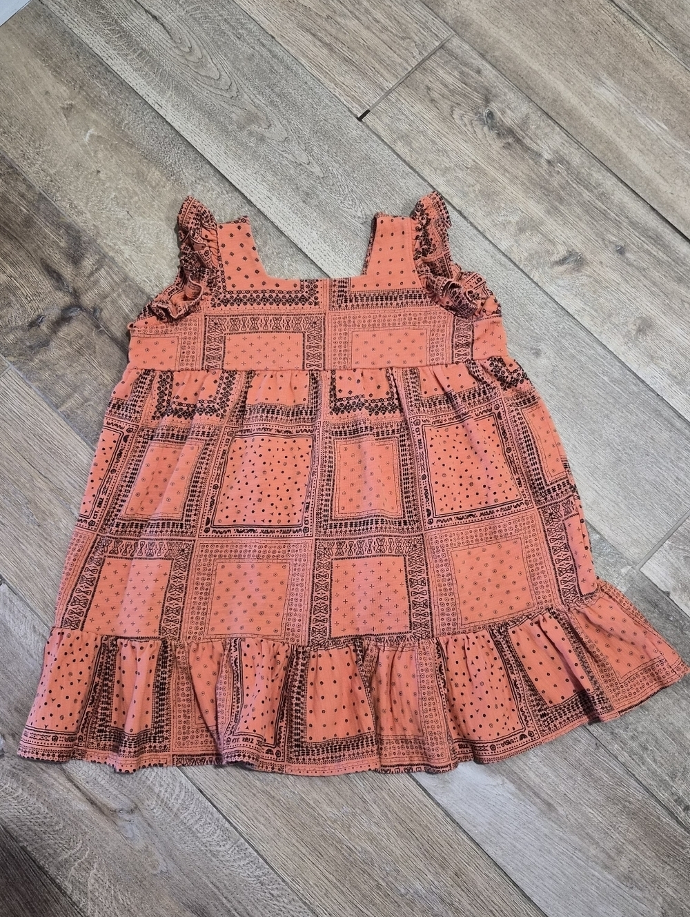 Misha & Puff Ruffle Sleeveless Melon Patchwork Bandana Dress Size 5-6y